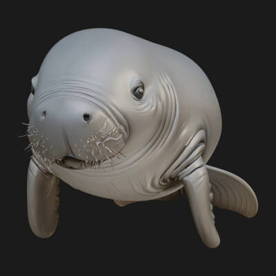 Manatee Statue Design 5 3D Print Model