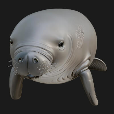 Manatee Statue Design 6 3D Print Model