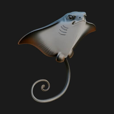 Manta Ray Statue Design 3 3D Print Model