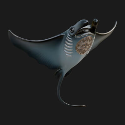 Manta Ray Statue Design 5 3D Print Model