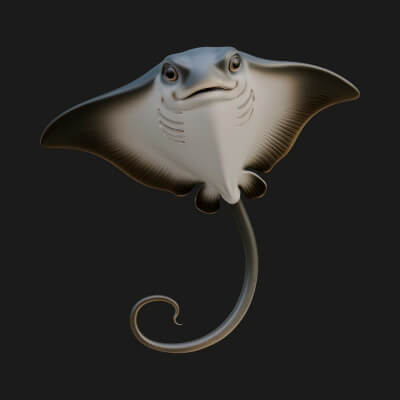 Manta Ray Statue Design 6 3D Print Model