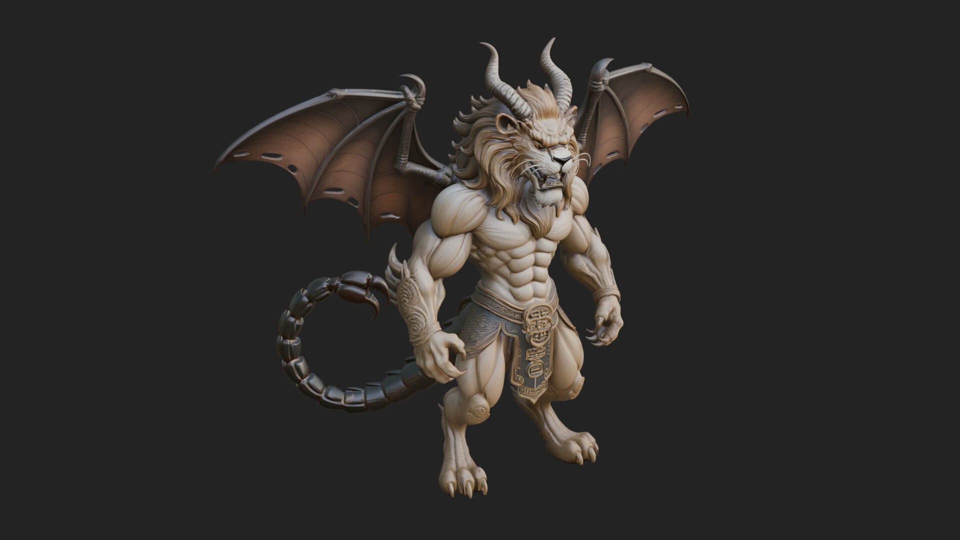 Manticore Beast Statue Design 1 3D Print Model 3D Model