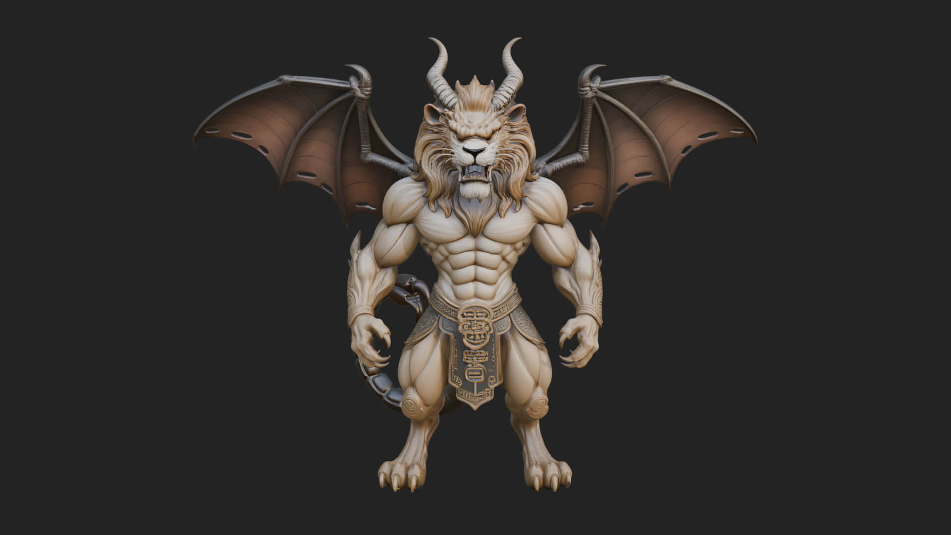 Manticore Beast Statue Design 1 3D Print Model 3D Model