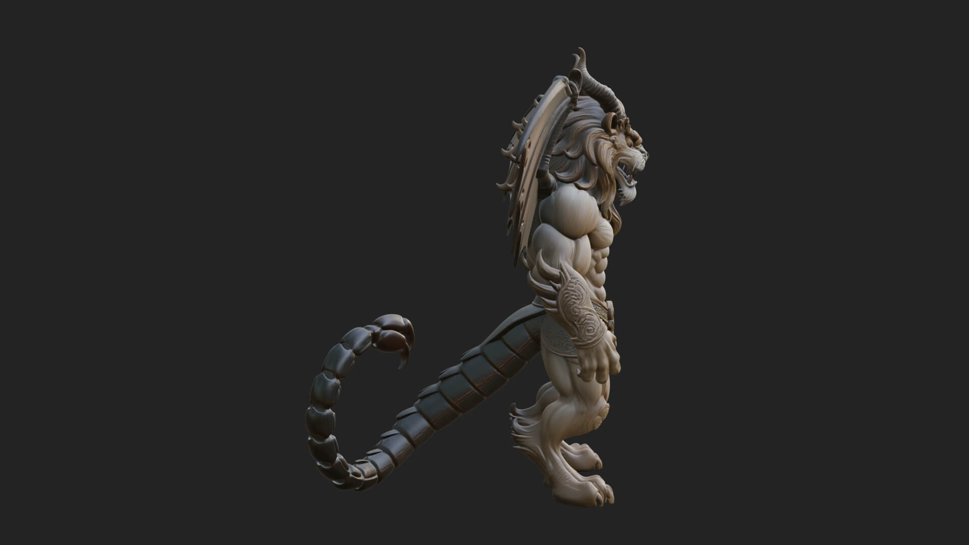 Manticore Beast Statue Design 1 3D Print Model 3D Model