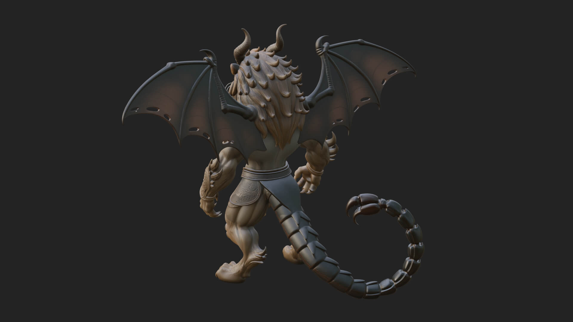 Manticore Beast Statue Design 1 3D Print Model 3D Model