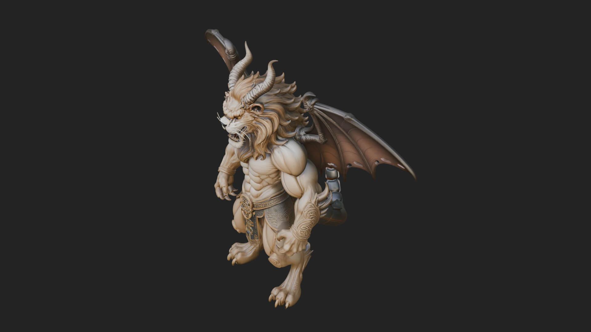 Manticore Beast Statue Design 1 3D Print Model 3D Model