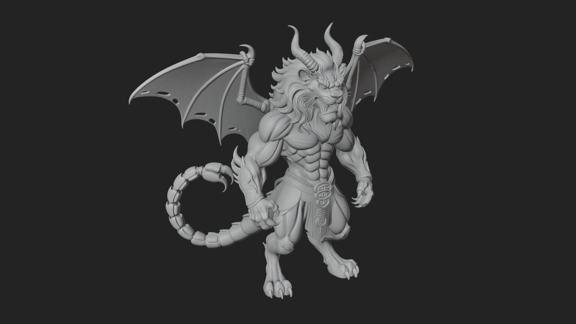 Manticore Beast Statue Design 1 3D Print Model 3D Model