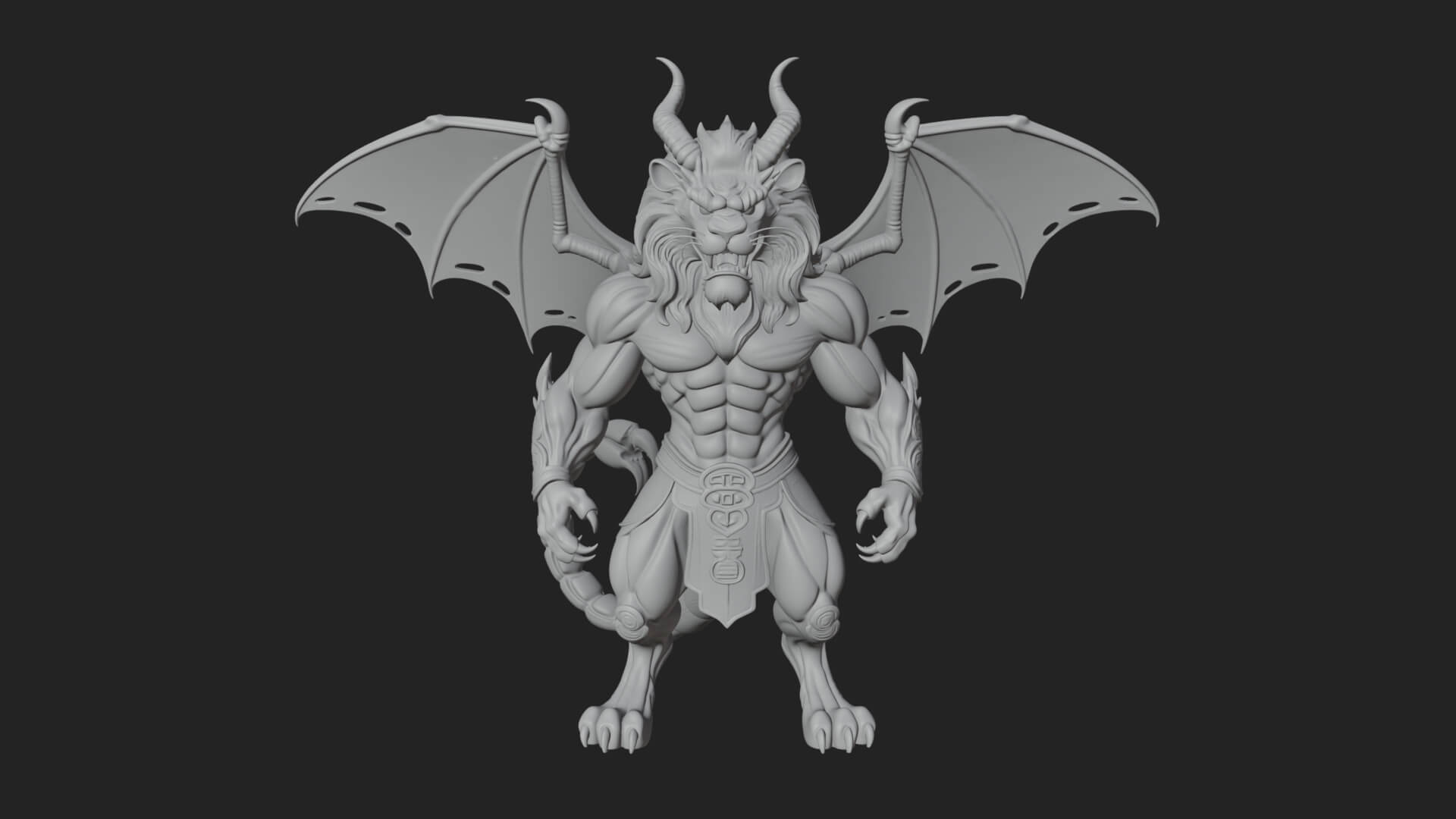 Manticore Beast Statue Design 1 3D Print Model 3D Model
