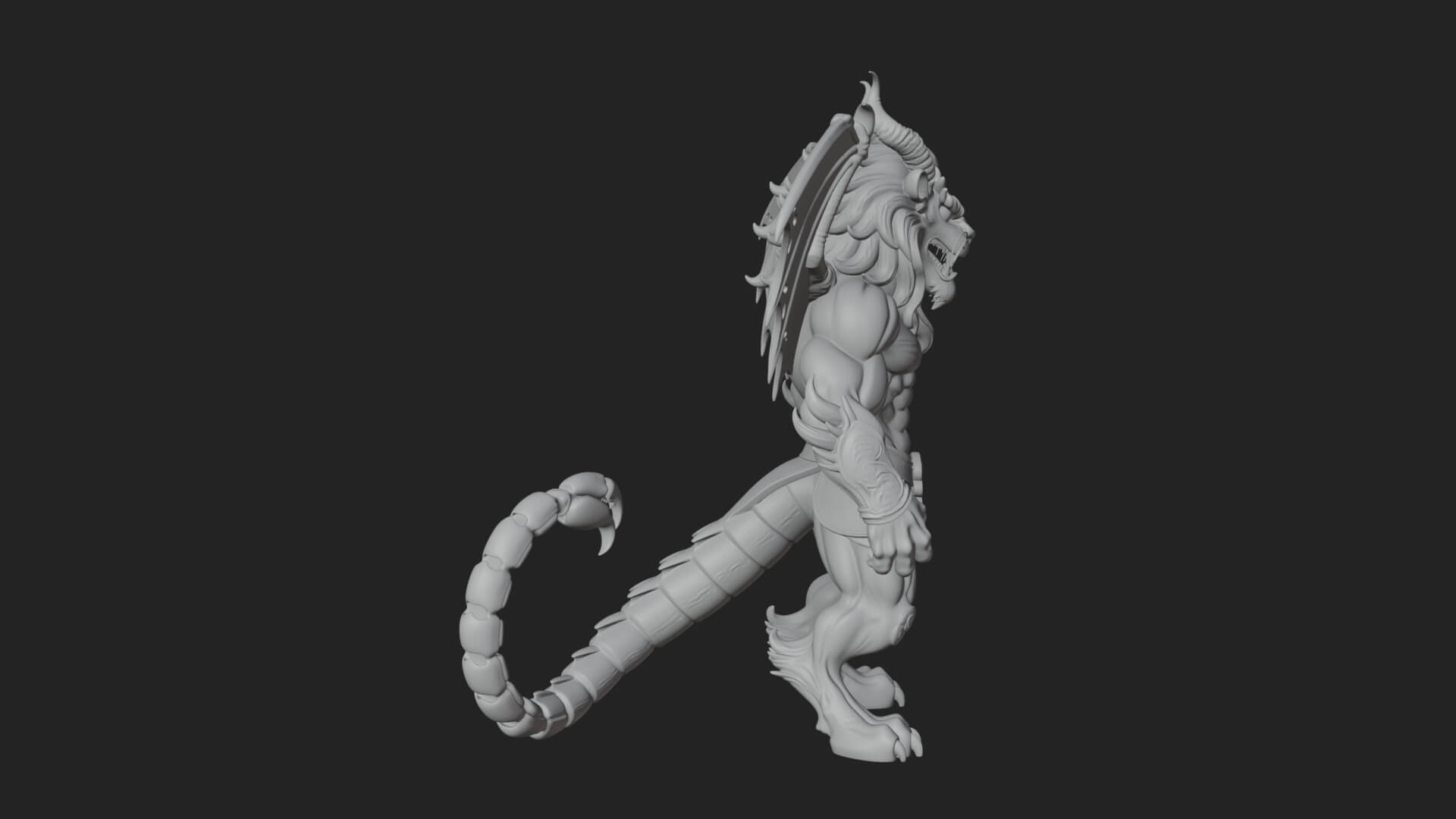 Manticore Beast Statue Design 1 3D Print Model 3D Model
