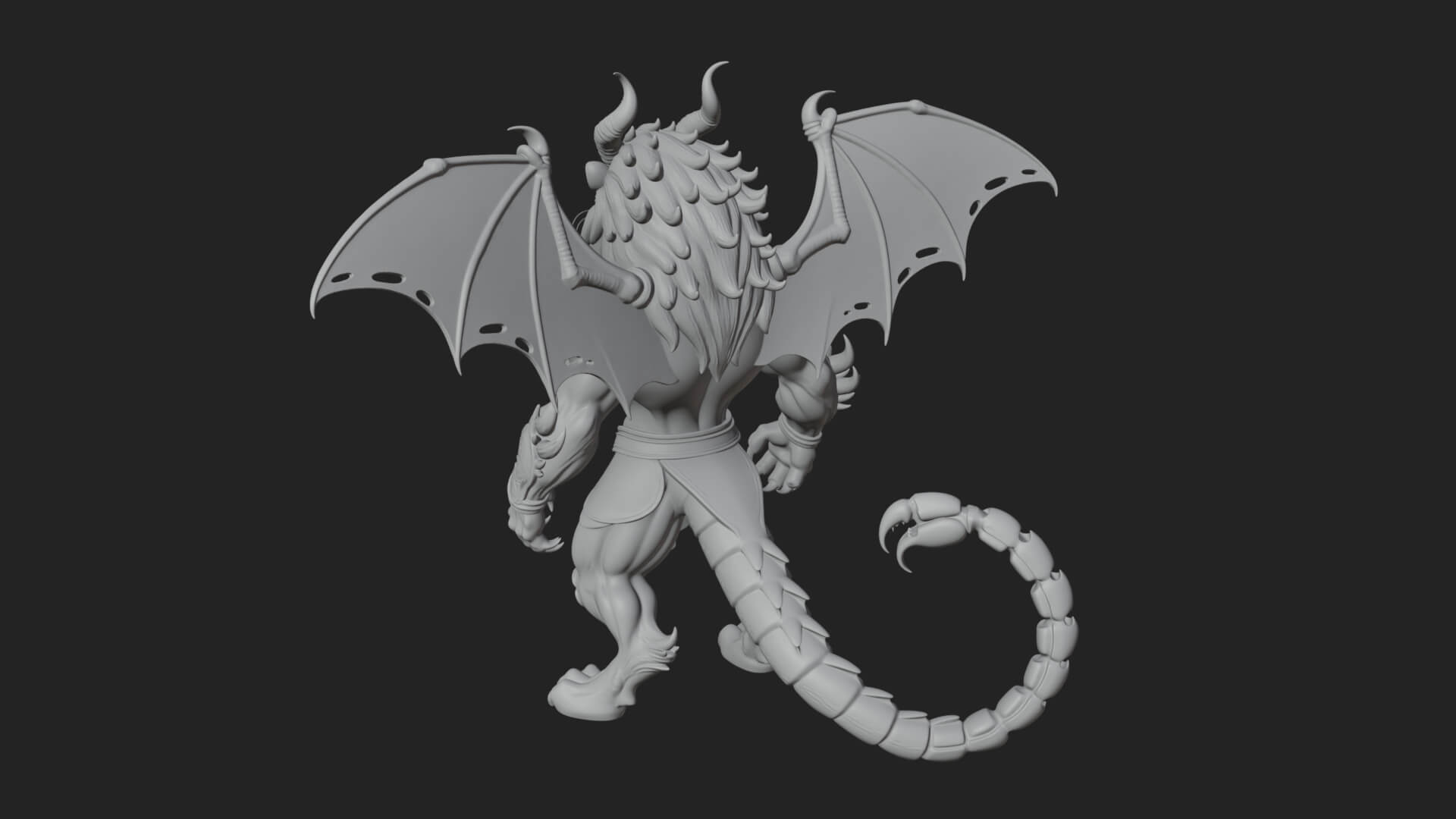 Manticore Beast Statue Design 1 3D Print Model 3D Model