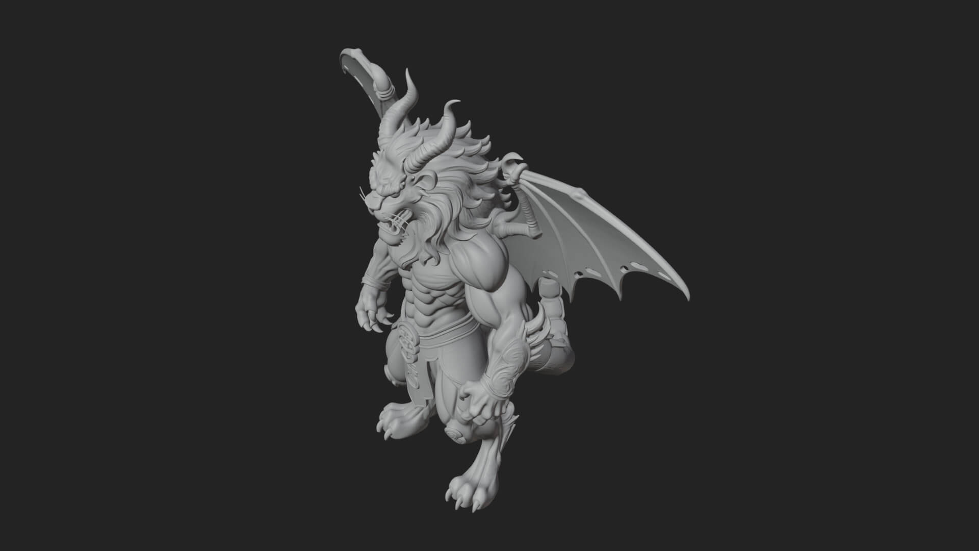 Manticore Beast Statue Design 1 3D Print Model 3D Model