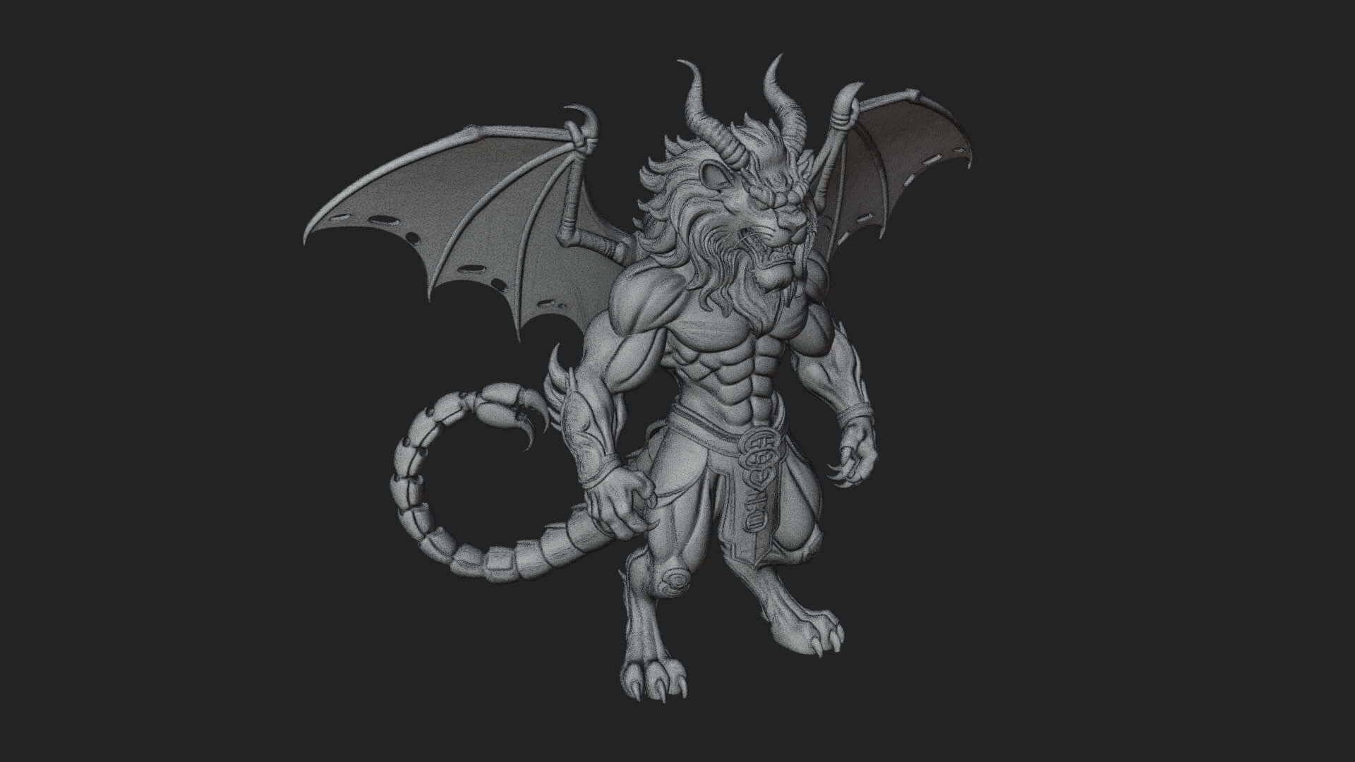 Manticore Beast Statue Design 1 3D Print Model 3D Model