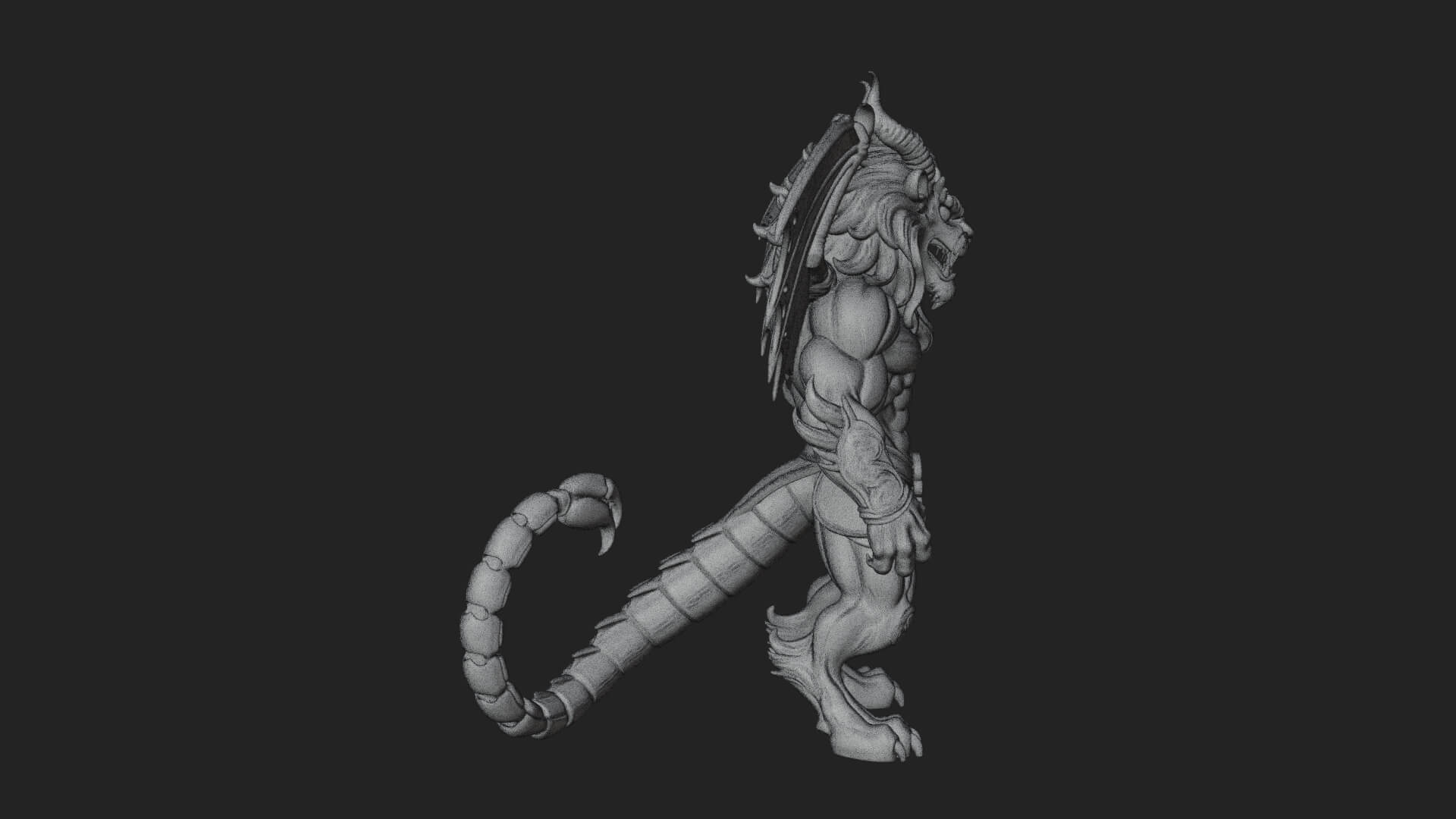 Manticore Beast Statue Design 1 3D Print Model 3D Model