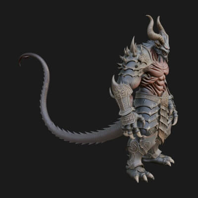 Manticore Beast Statue Design 3 3D Print Model
