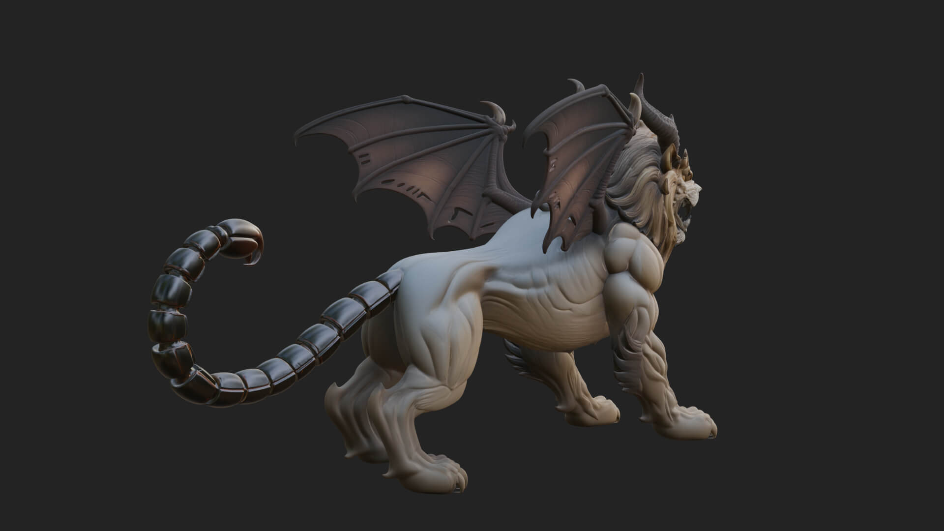 Manticore Beast Statue Design 4 3D Print Model 3D Model
