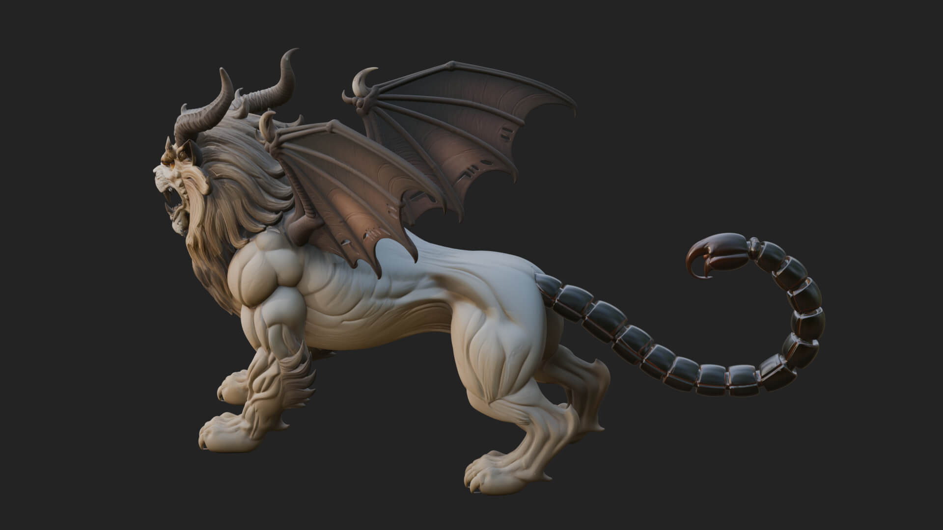 Manticore Beast Statue Design 4 3D Print Model 3D Model