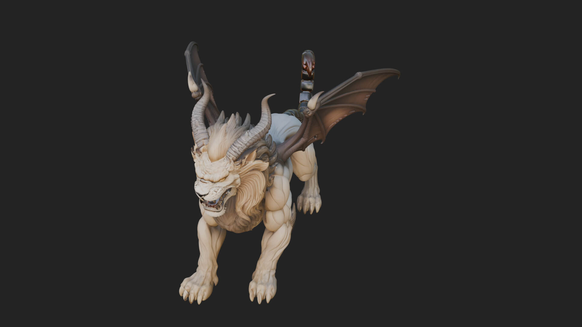 Manticore Beast Statue Design 4 3D Print Model 3D Model