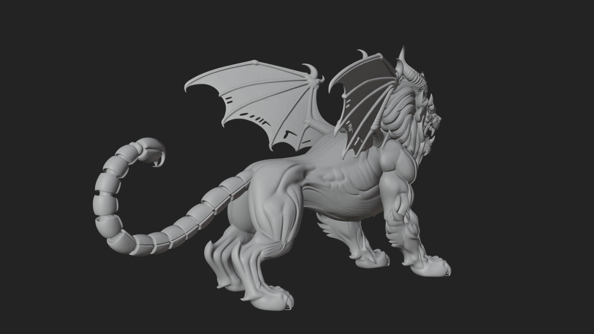 Manticore Beast Statue Design 4 3D Print Model 3D Model