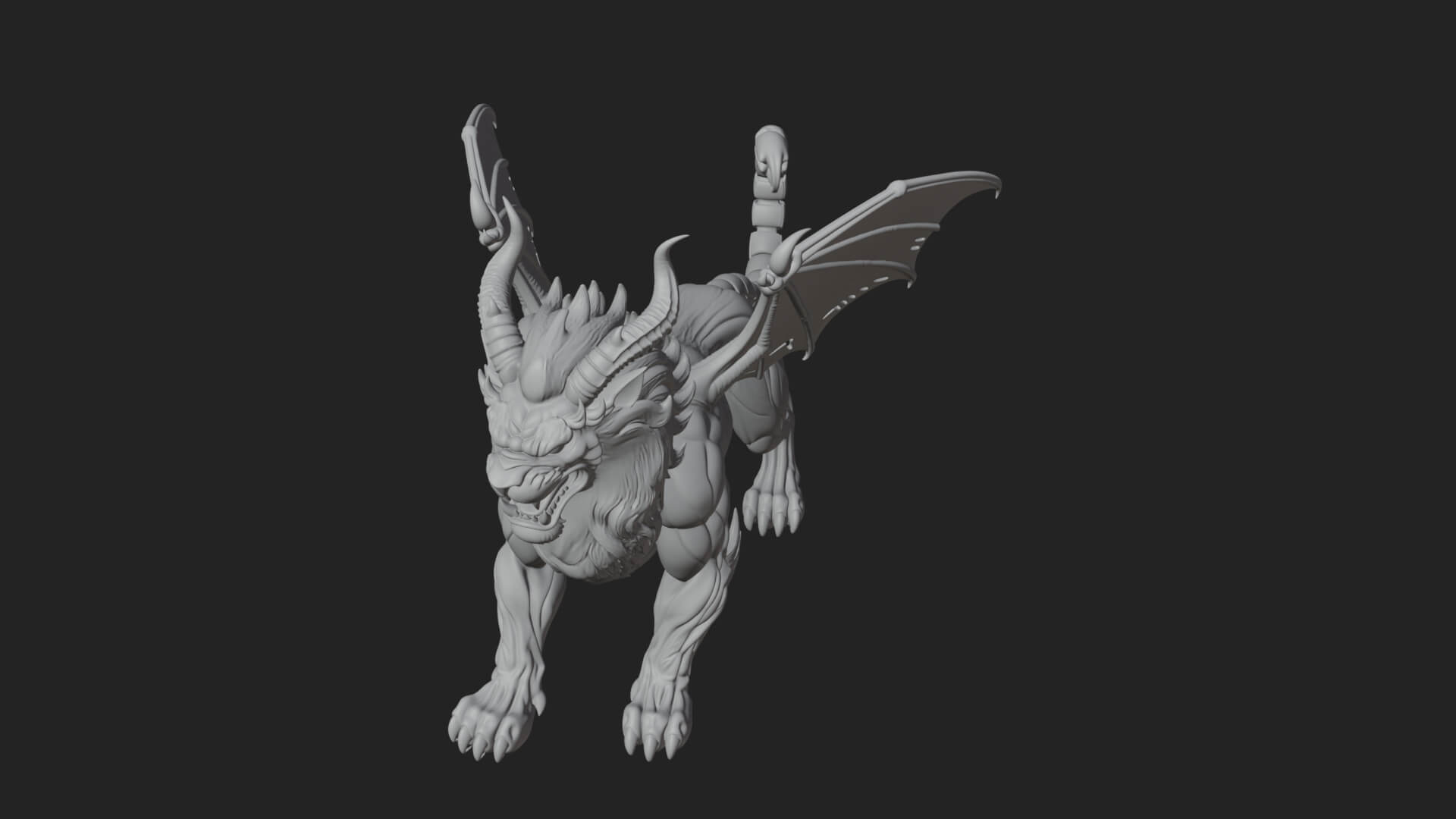 Manticore Beast Statue Design 4 3D Print Model 3D Model