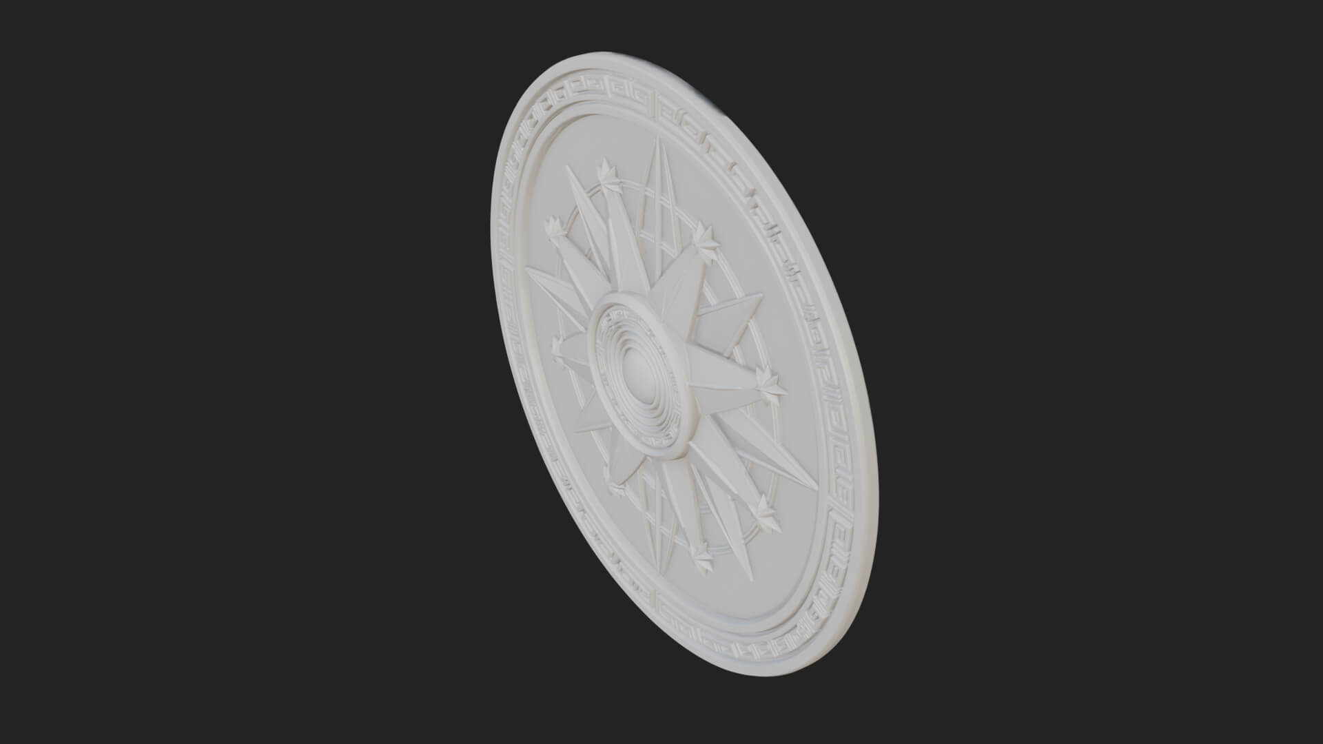 Mariner Compass Oval Plaque Design 10 3D Print Model 3D Model