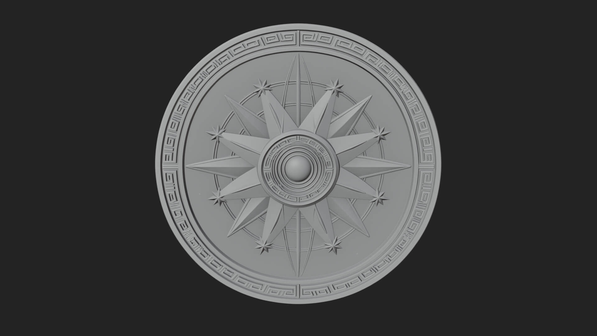 Mariner Compass Oval Plaque Design 10 3D Print Model 3D Model