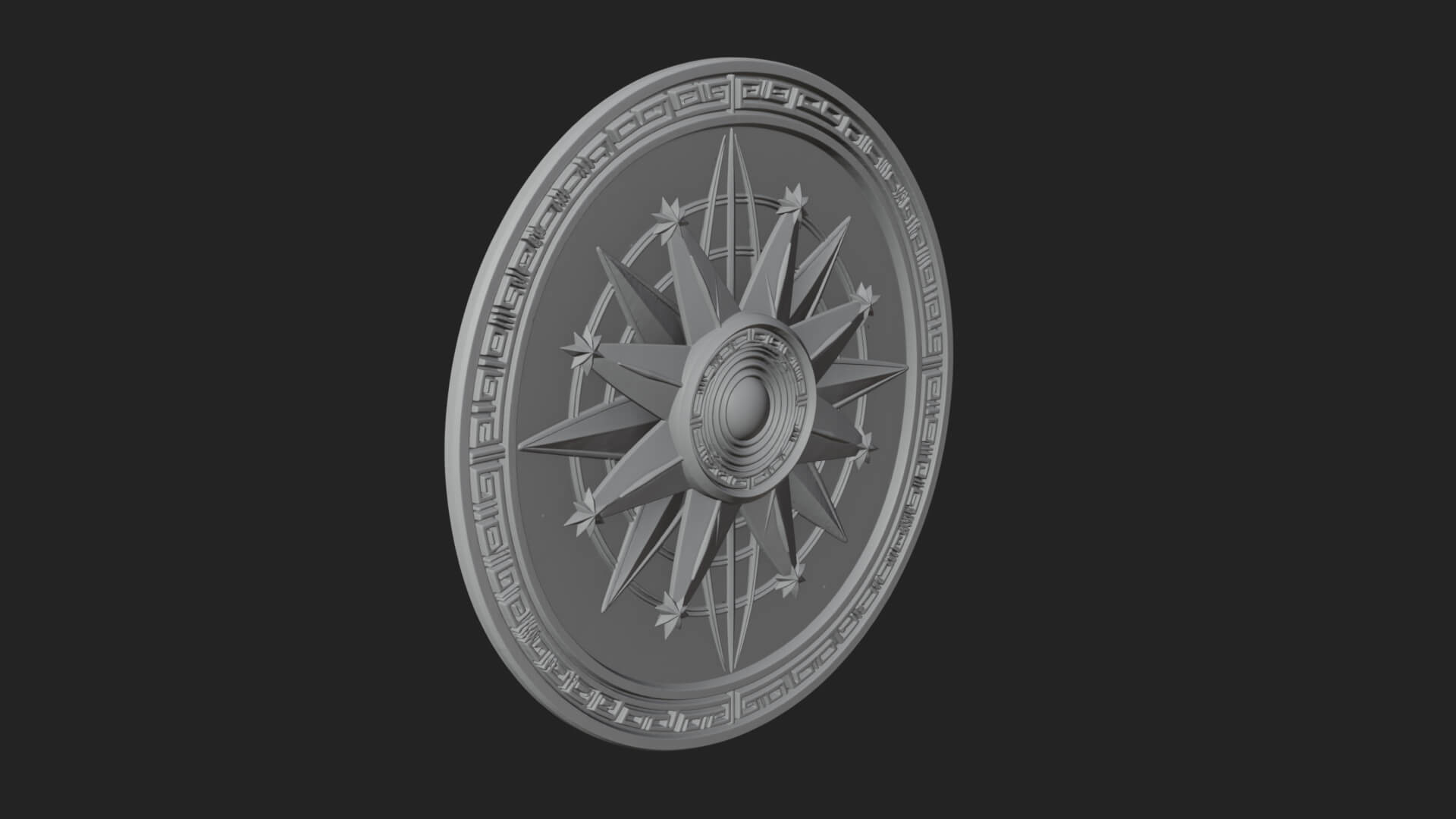 Mariner Compass Oval Plaque Design 10 3D Print Model 3D Model
