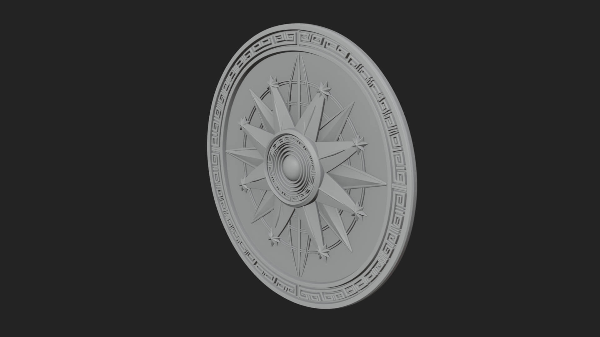 Mariner Compass Oval Plaque Design 10 3D Print Model 3D Model