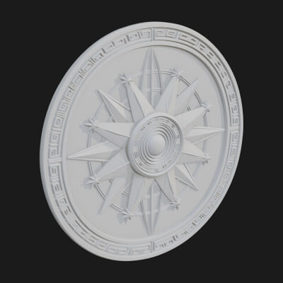 Mariner Compass Oval Plaque Design 10 3D Print Model