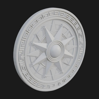 Mariner Compass Oval Plaque Design 11 3D Print Model