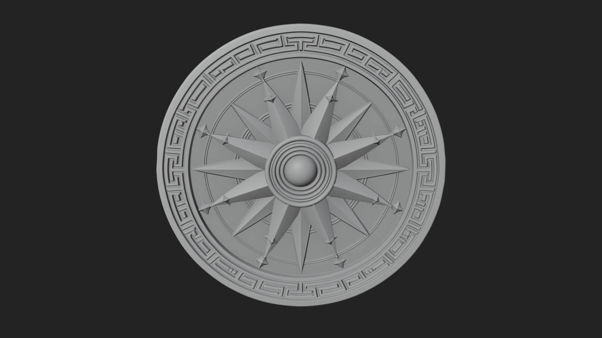 Mariner Compass Oval Plaque Design 12 3D Print Model 3D Model