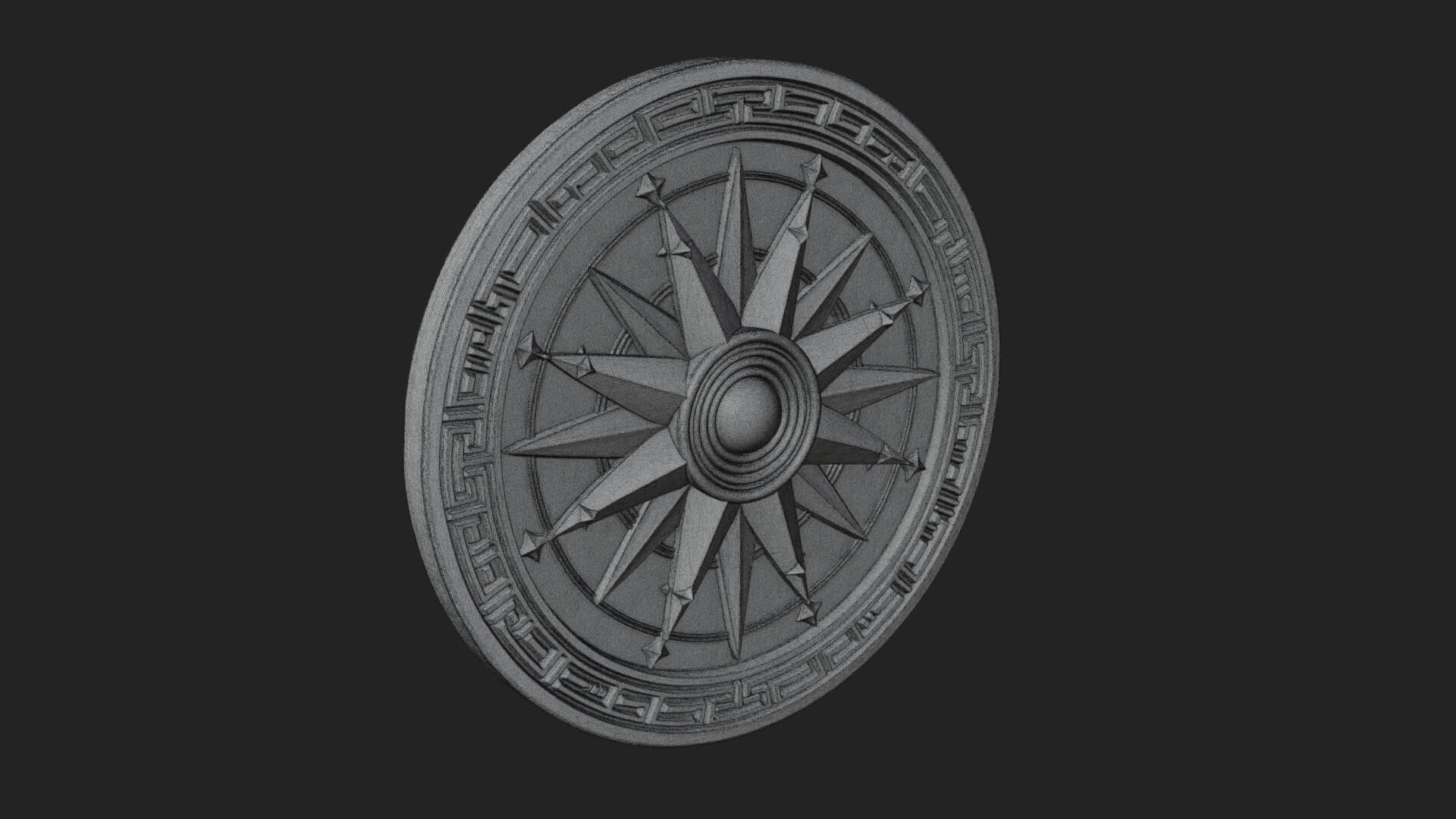 Mariner Compass Oval Plaque Design 12 3D Print Model 3D Model