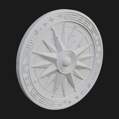 Mariner Compass Oval Plaque Design 12 3D Print Model