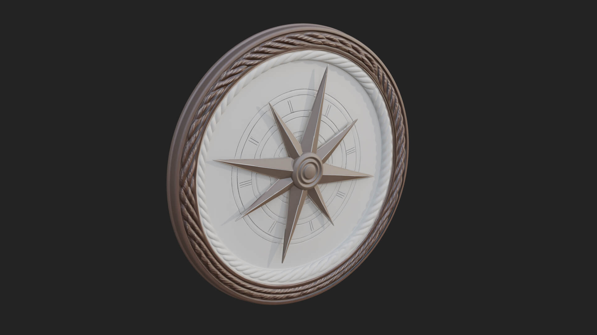 Mariner Compass Oval Plaque Design 4 3D Print Model 3D Model