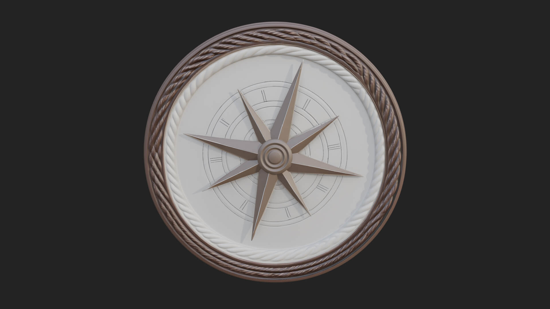 Mariner Compass Oval Plaque Design 4 3D Print Model 3D Model