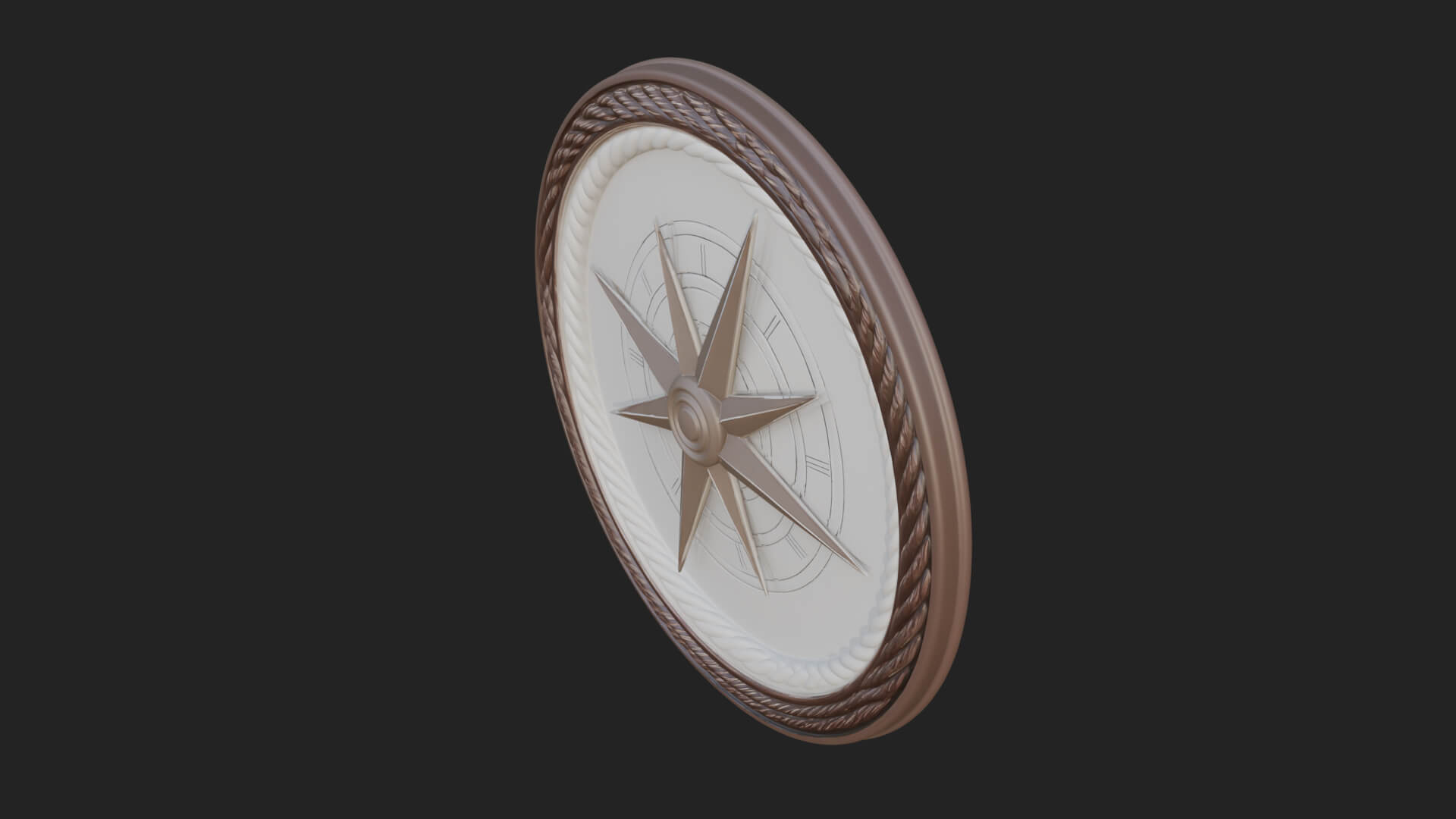 Mariner Compass Oval Plaque Design 4 3D Print Model 3D Model