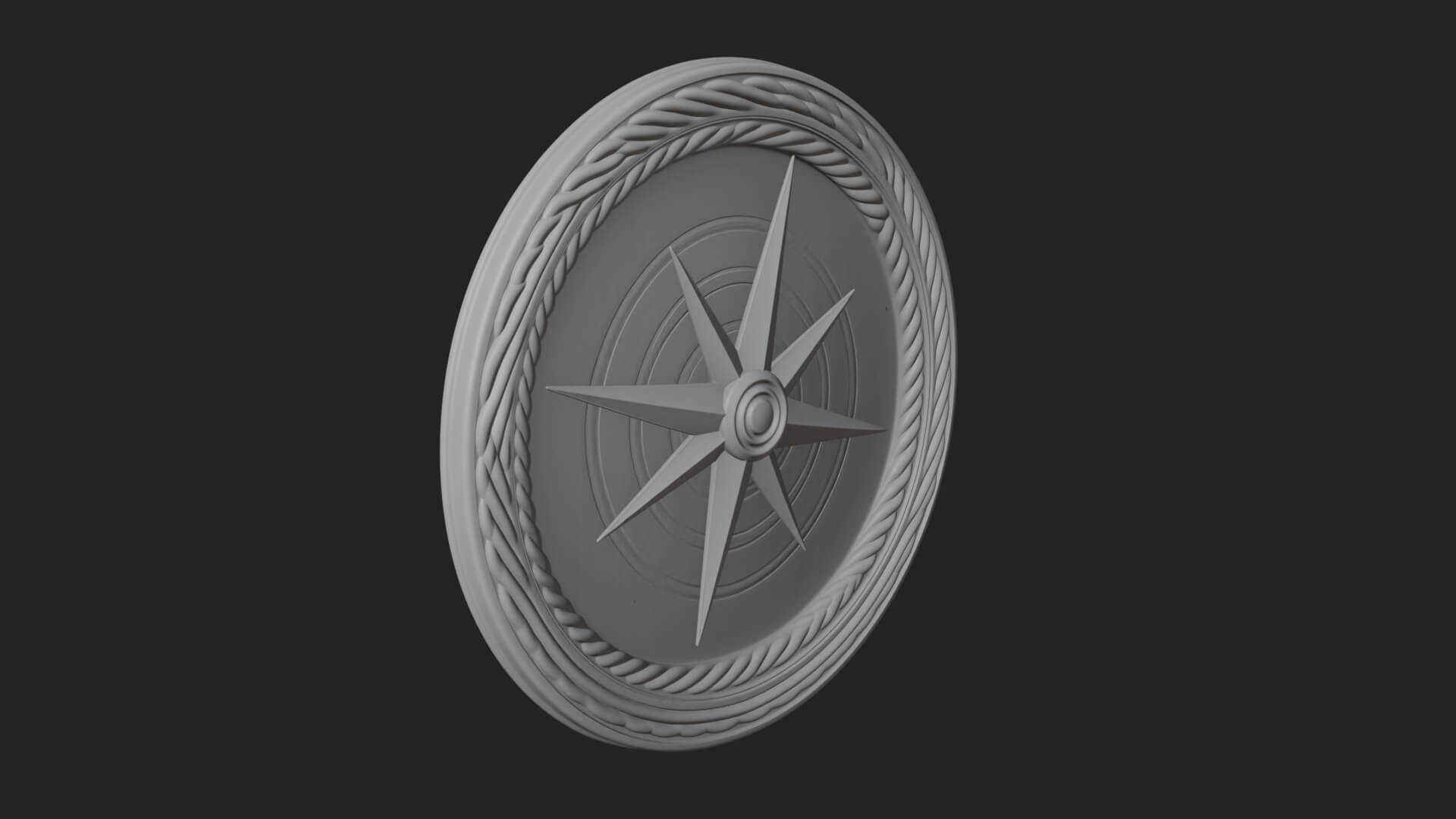 Mariner Compass Oval Plaque Design 4 3D Print Model 3D Model