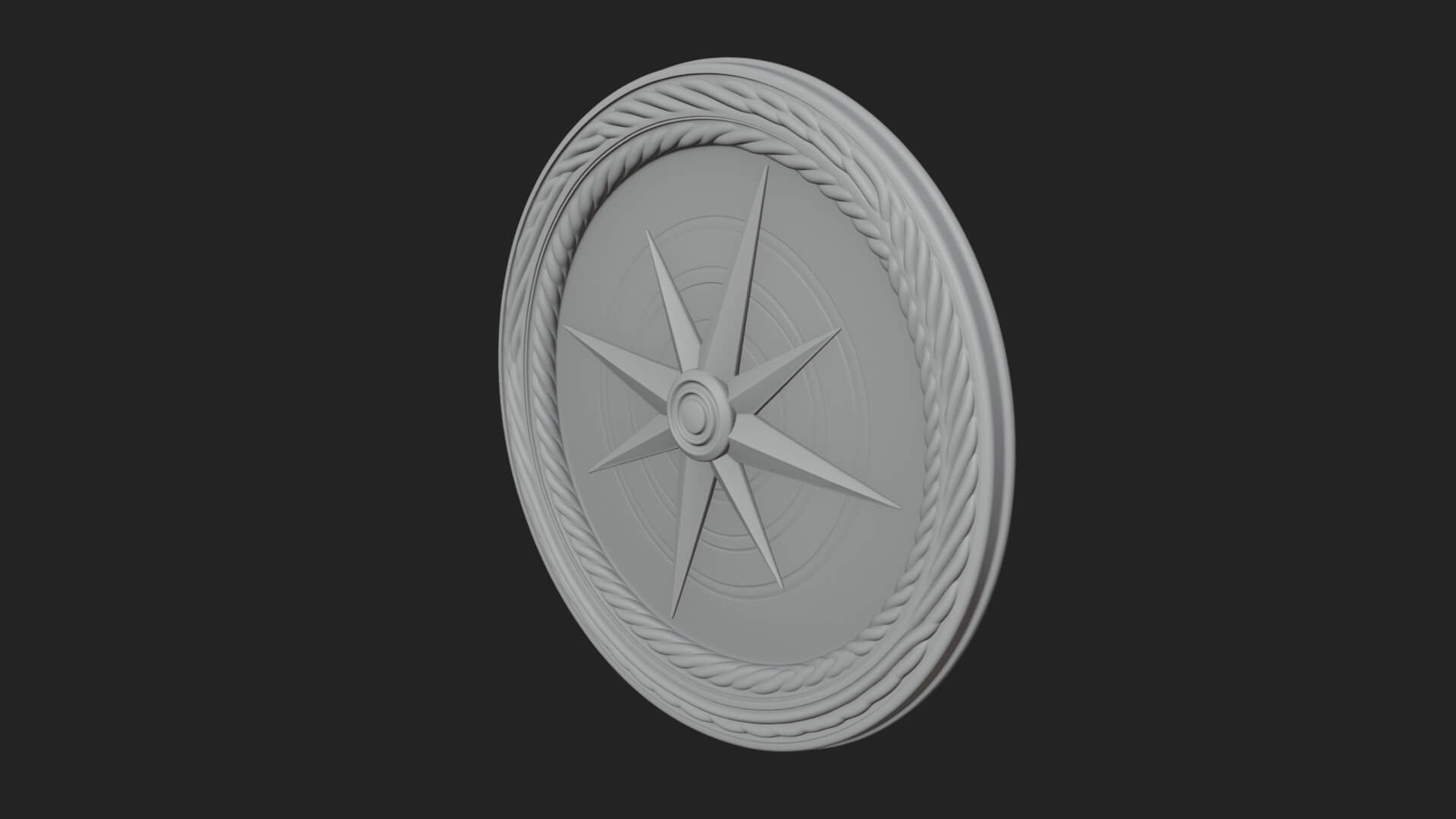 Mariner Compass Oval Plaque Design 4 3D Print Model 3D Model