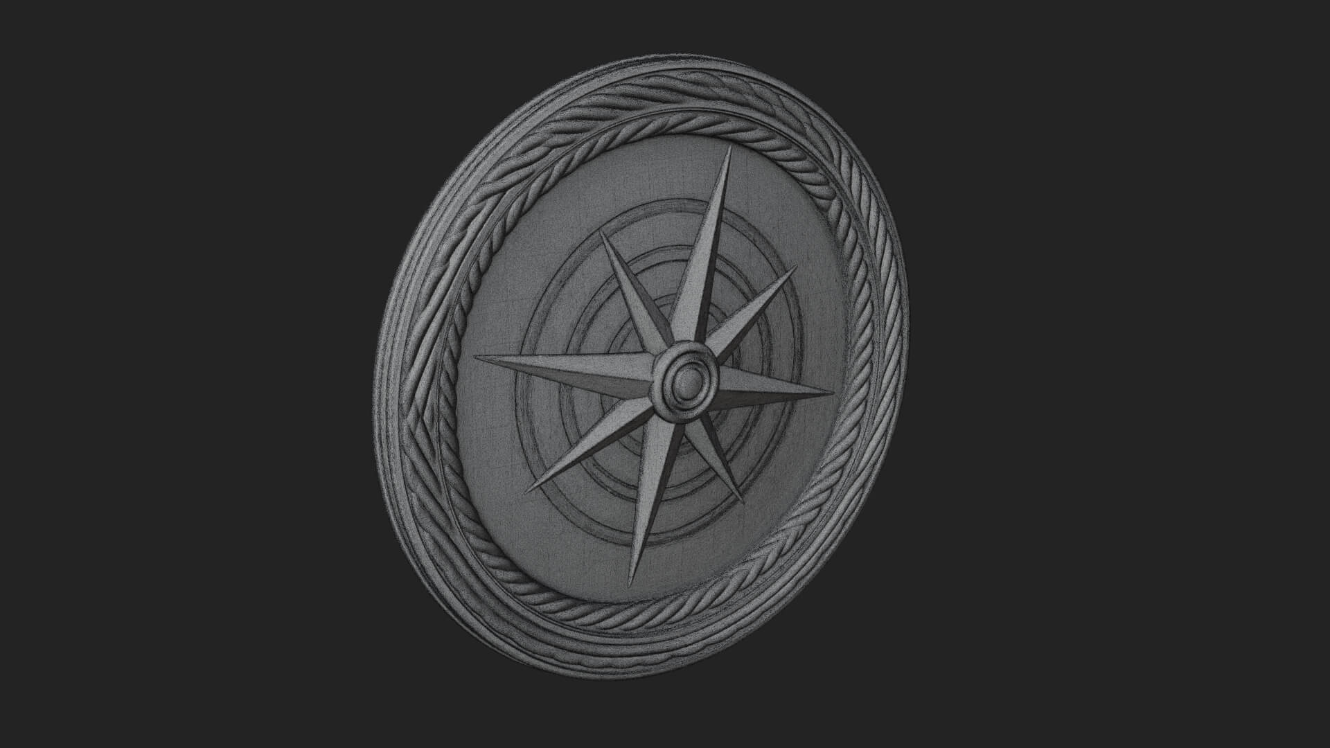 Mariner Compass Oval Plaque Design 4 3D Print Model 3D Model