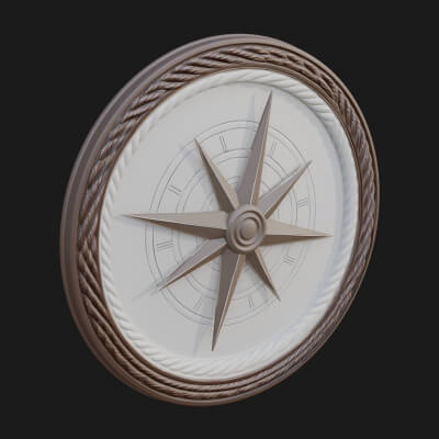 Mariner Compass Oval Plaque Design 4 3D Print Model