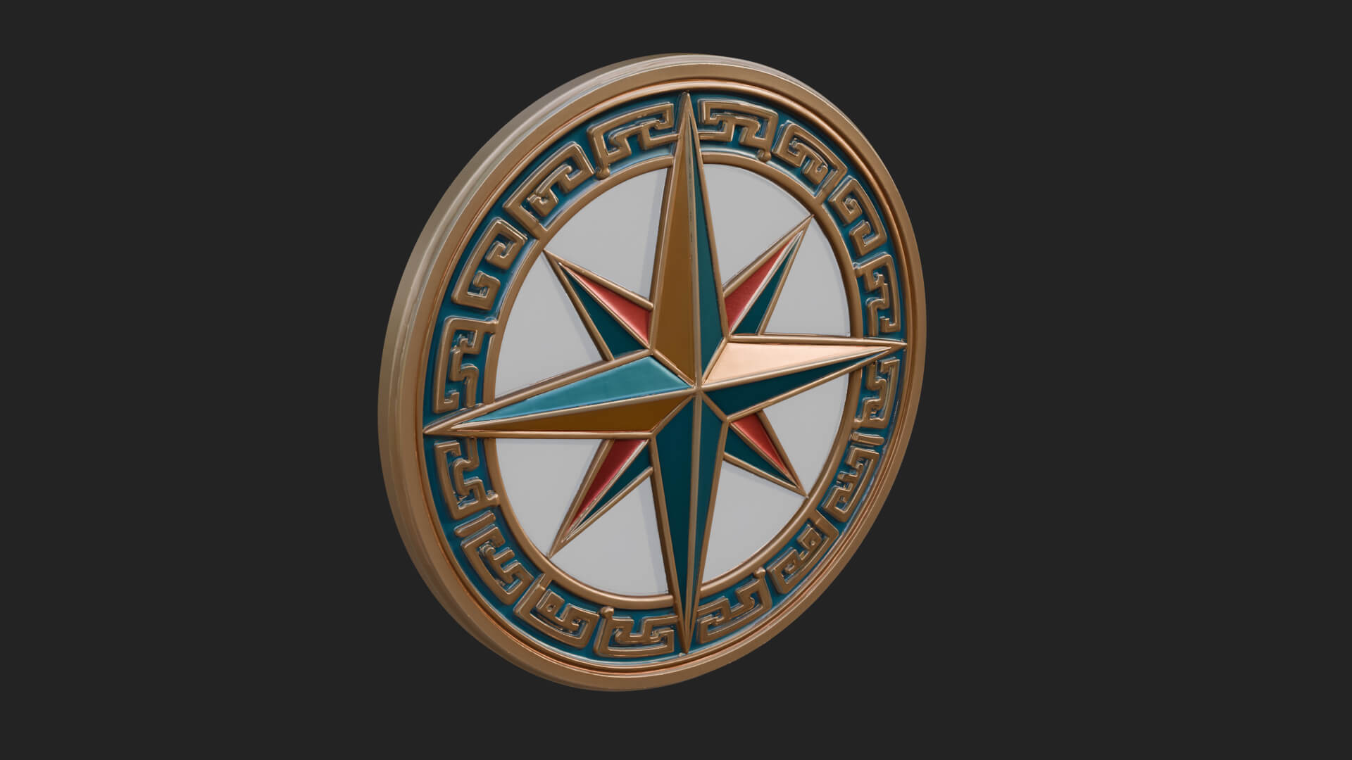 Mariner Compass Oval Plaque Design 5 3D Print Model 3D Model