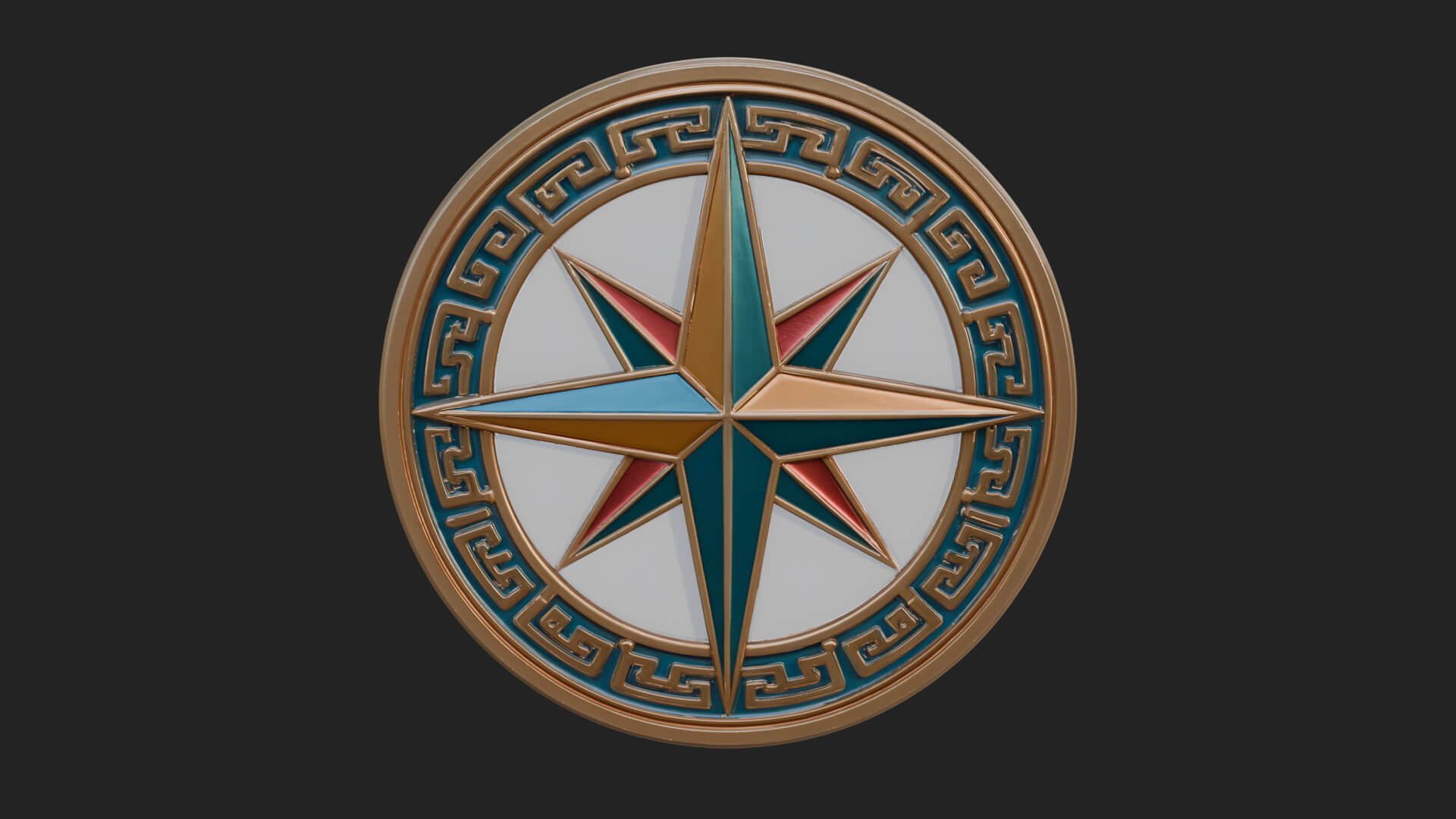 Mariner Compass Oval Plaque Design 5 3D Print Model 3D Model