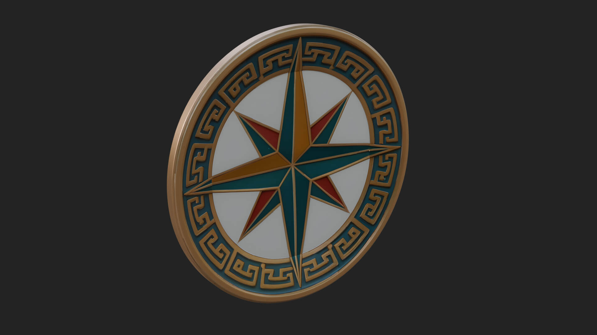 Mariner Compass Oval Plaque Design 5 3D Print Model 3D Model