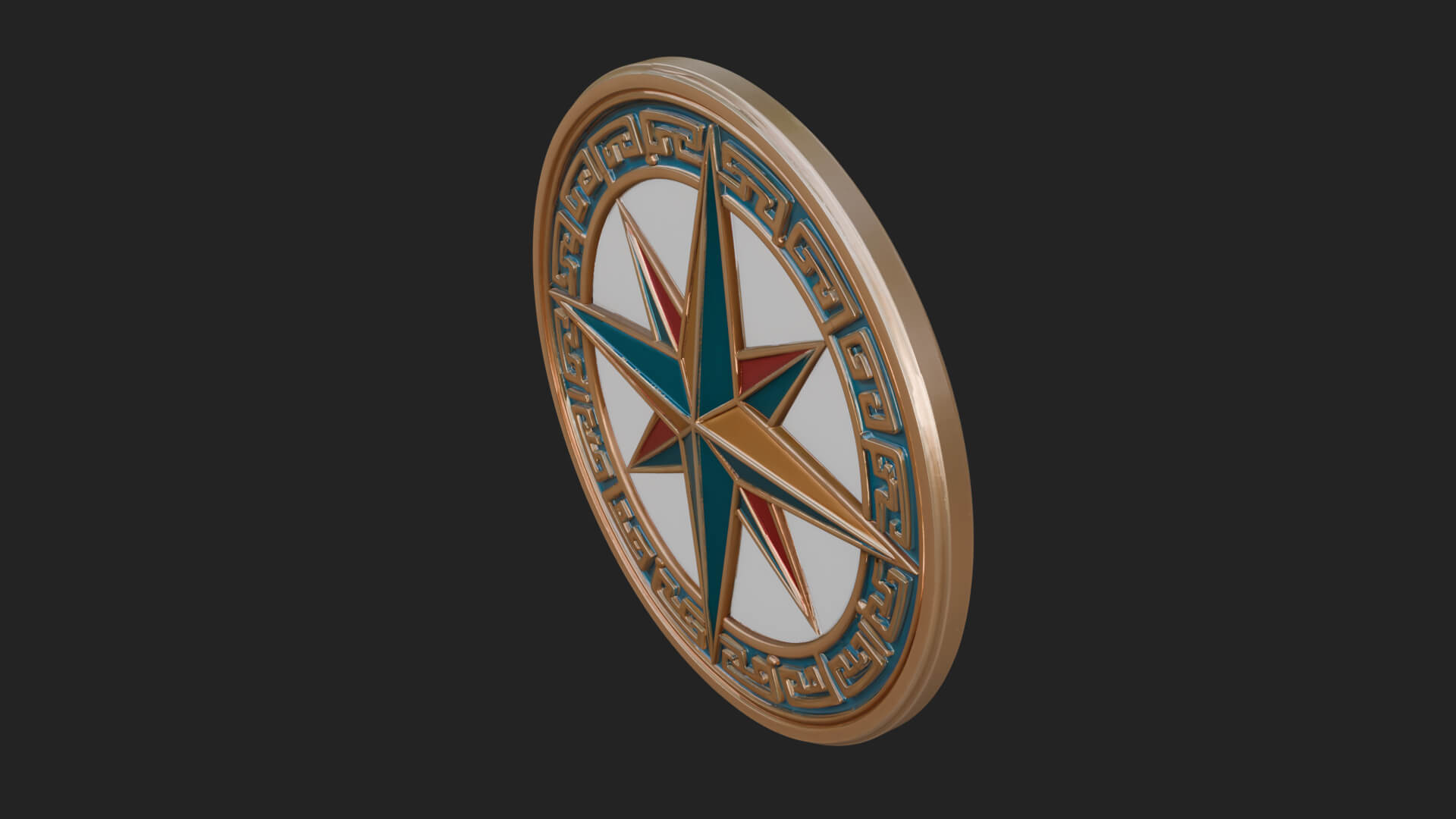 Mariner Compass Oval Plaque Design 5 3D Print Model 3D Model