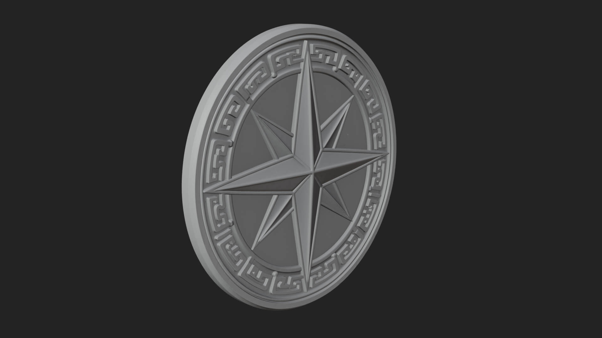 Mariner Compass Oval Plaque Design 5 3D Print Model 3D Model
