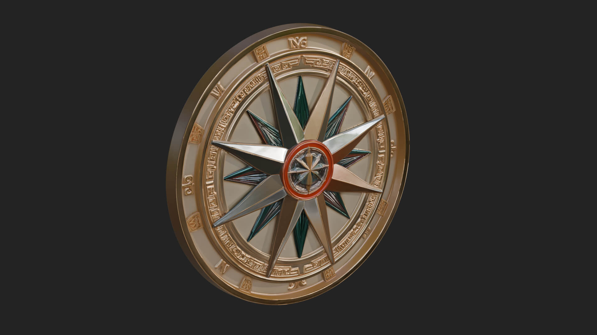 Mariner Compass Oval Plaque Design 6 3D Print Model 3D Model