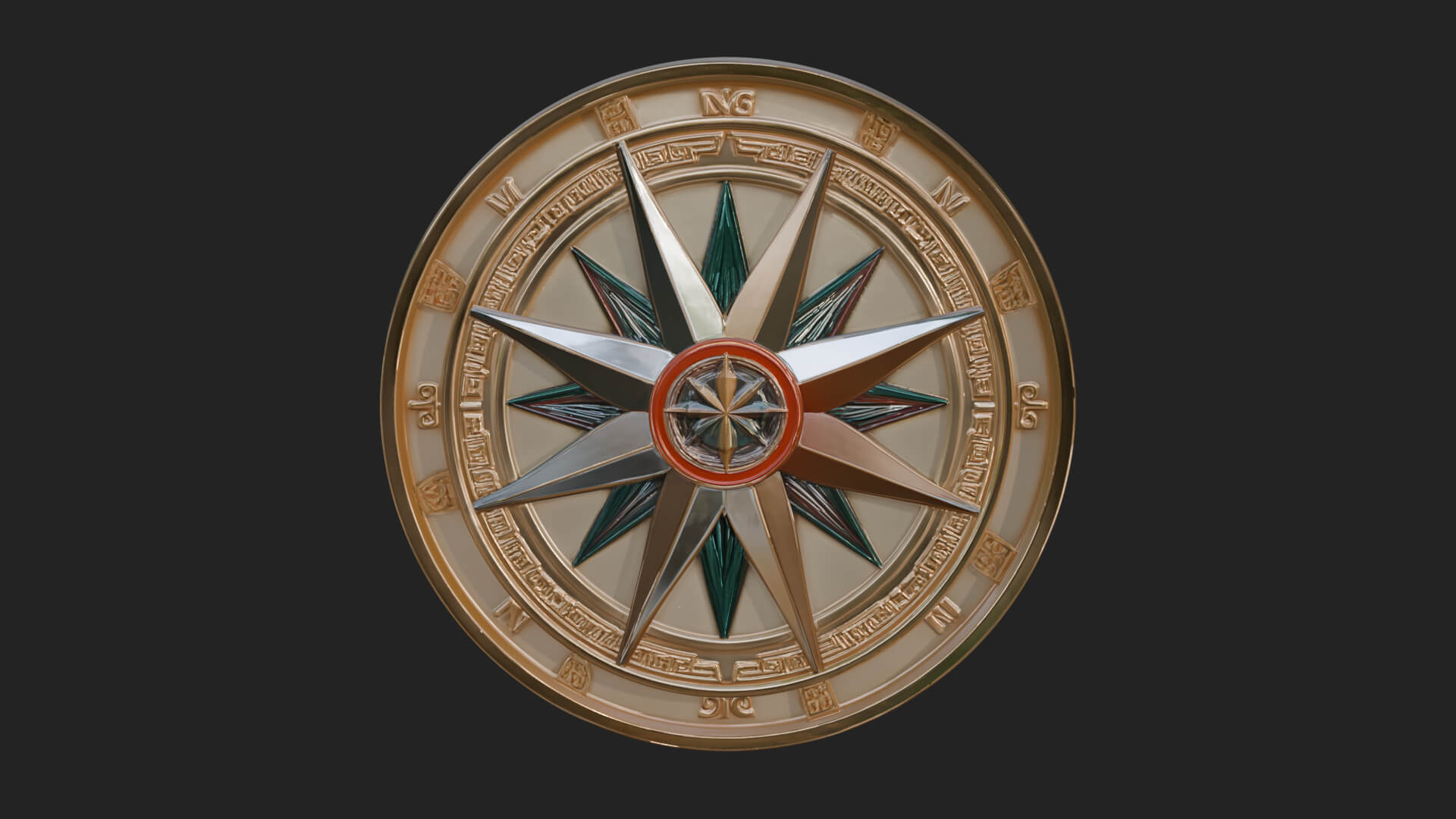 Mariner Compass Oval Plaque Design 6 3D Print Model 3D Model