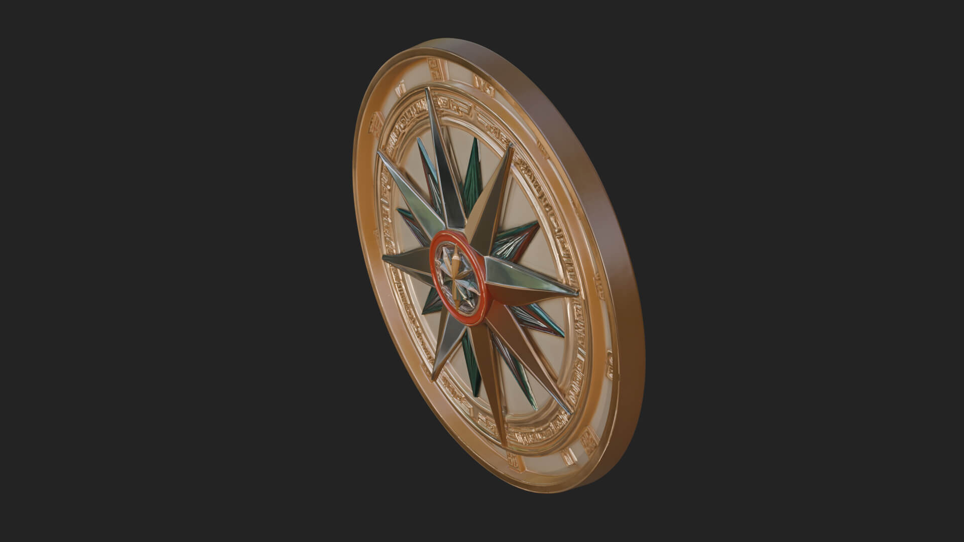 Mariner Compass Oval Plaque Design 6 3D Print Model 3D Model