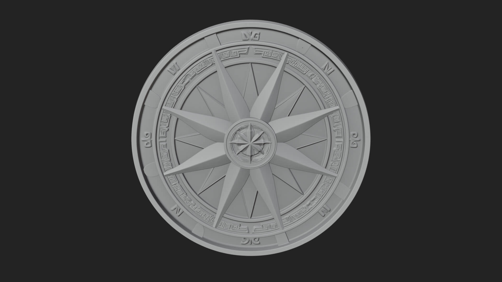 Mariner Compass Oval Plaque Design 6 3D Print Model 3D Model