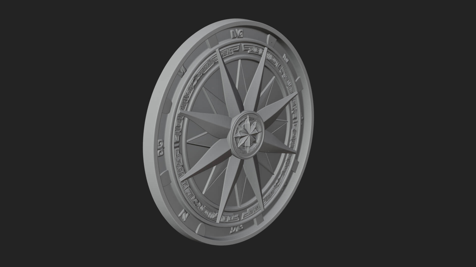 Mariner Compass Oval Plaque Design 6 3D Print Model 3D Model