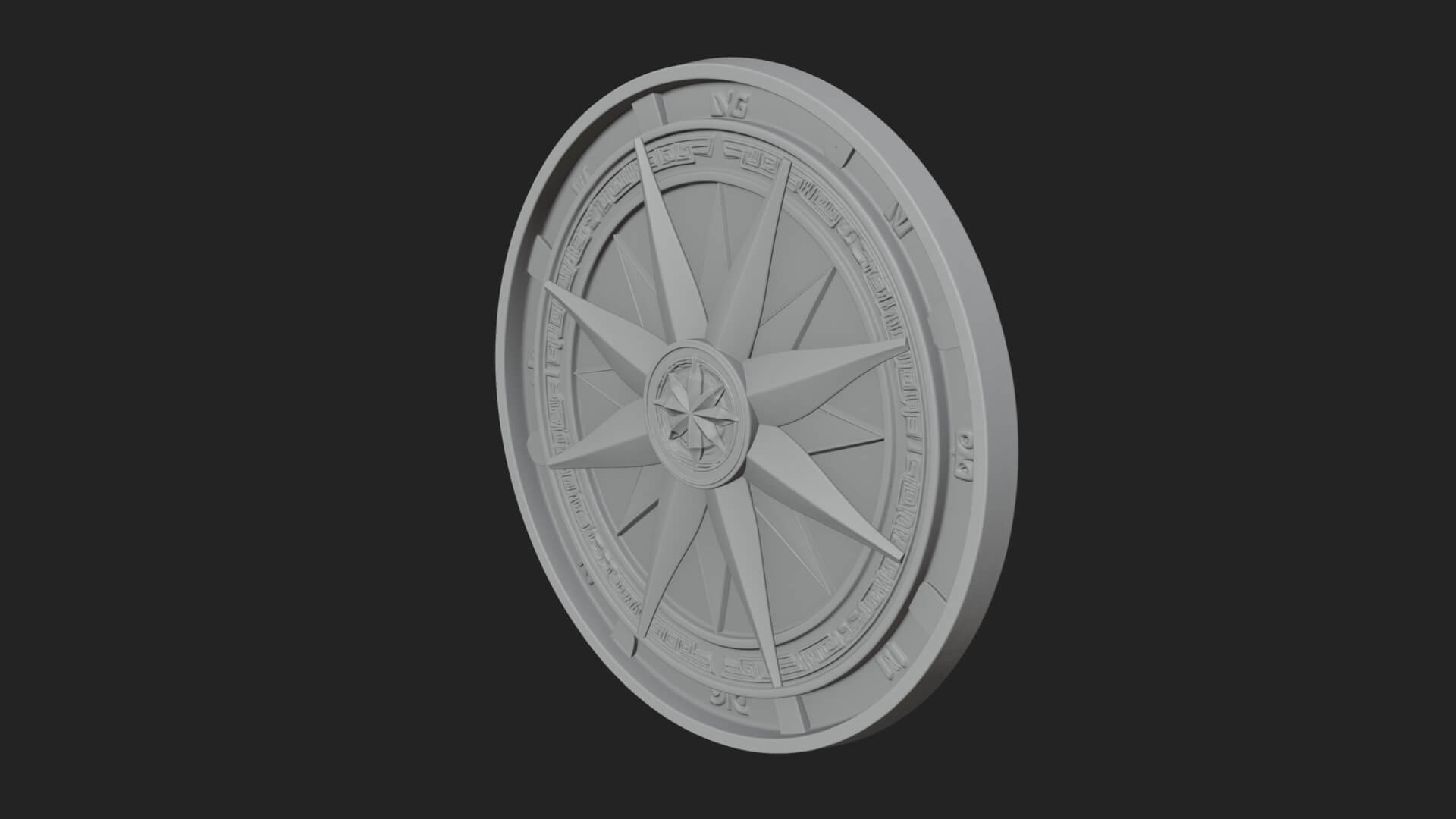 Mariner Compass Oval Plaque Design 6 3D Print Model 3D Model